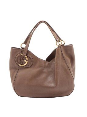 Gucci Interlocking Leather Tote Shoulder Brown